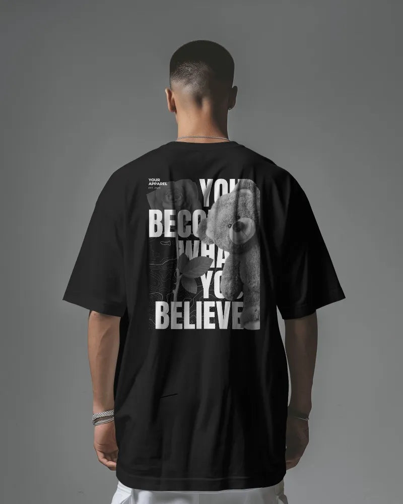 Men’s Inspirational “Believe” Graphic Oversized T Shirt